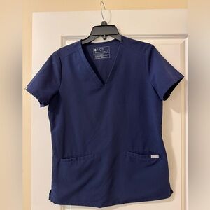 Figs Navy Blue V-Neck Scrub Top